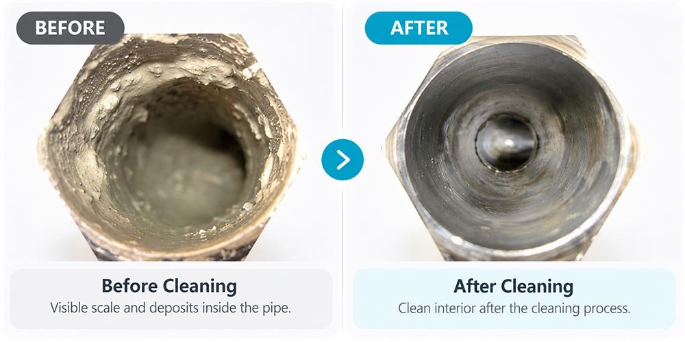 galvanized steel pipe cleaning before after
