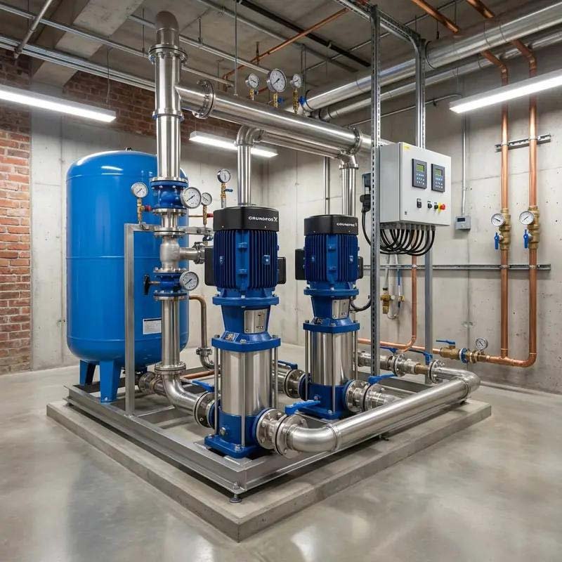 Secondary water supply pipe cleaning system in a commercial building