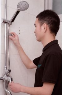 Water pipe inspection before professional pipe cleaning